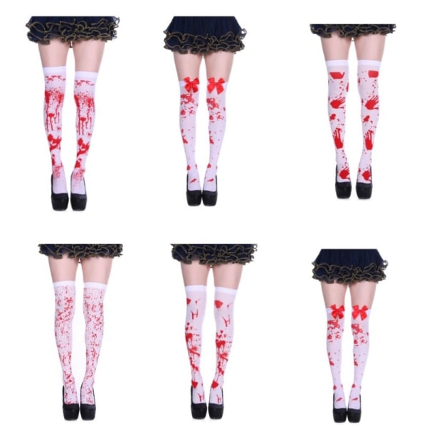 1 par Halloween Blood Socks Lårstrumpor - stock 6