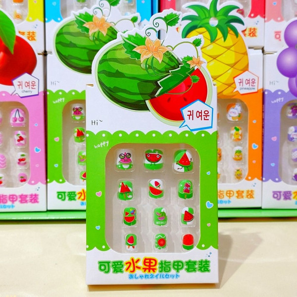 24 st/låda Frukt Barn lösnaglar Bärbara VATTENMELONVATTENMELON - spot försäljning Watermelon
