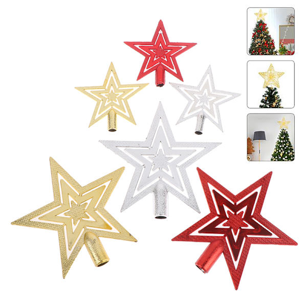 Glitter Christmas Tree Top Star Joulukoristeet Home Chri - varastossa Red 14cm