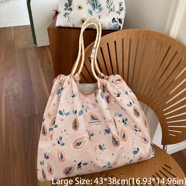 Flower Handbag Print Ostoskassit ORANSSI 43X38CM - spot-ale orange 43x38cm
