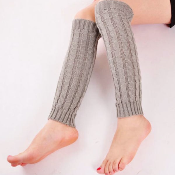 Kvinna Sticka över Knä Lår Hög Sock Boot Manschett - stock Light Grey