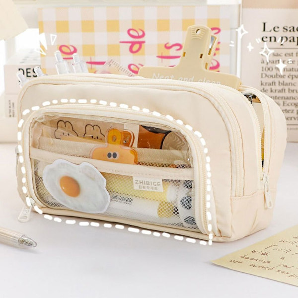 Transparent pennväska Brevpappersväska BEIGE - high quality beige