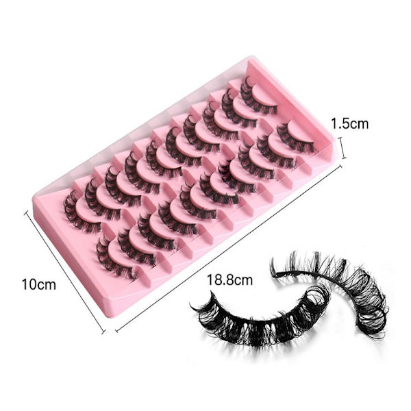 10 Pairs Lashes DD Curl Russian Volume Mink Hair Falske øyevipper - high quality