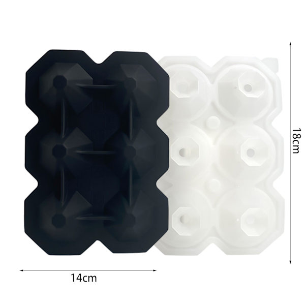 6 hålrum Diamond silikon iskubbrickor Ice Cube Maker - spot försäljning black