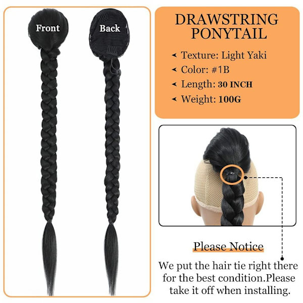 Long Braided Ponytail Extension Bubble Ponytail Braid GREY 5 - varastossa grey 5-5