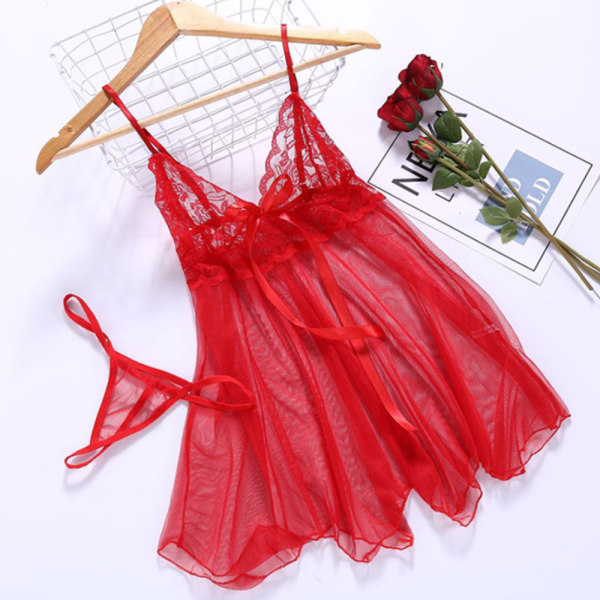 Sexiga damunderkläder Spets BH Underkläder Nattlinne Nattkläder - high quality Wine Red 2XL