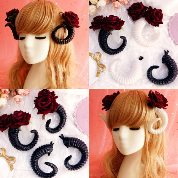 Devil Horn Hair Barrettes Cosplay Sheep Horns Hiusneula Halloween - varastossa A