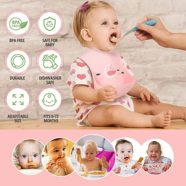 Baby Silikon Haklappar Barnförkläde EE - stock