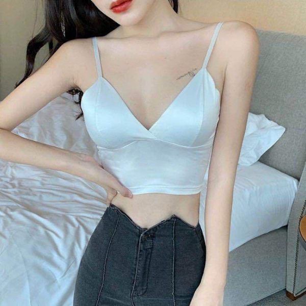 Rörtopp för damer i satin Crop Tops VIT - spot sales white