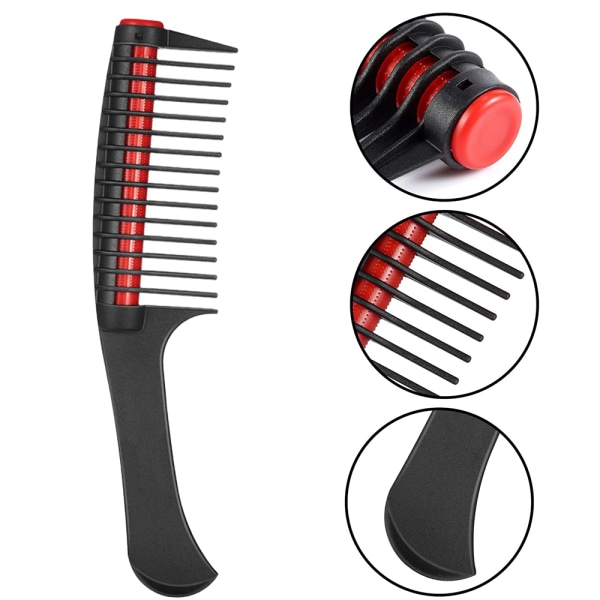 Splicing Detangling Roller Comb, Integrated Roller Hair Comb - varastossa black red core