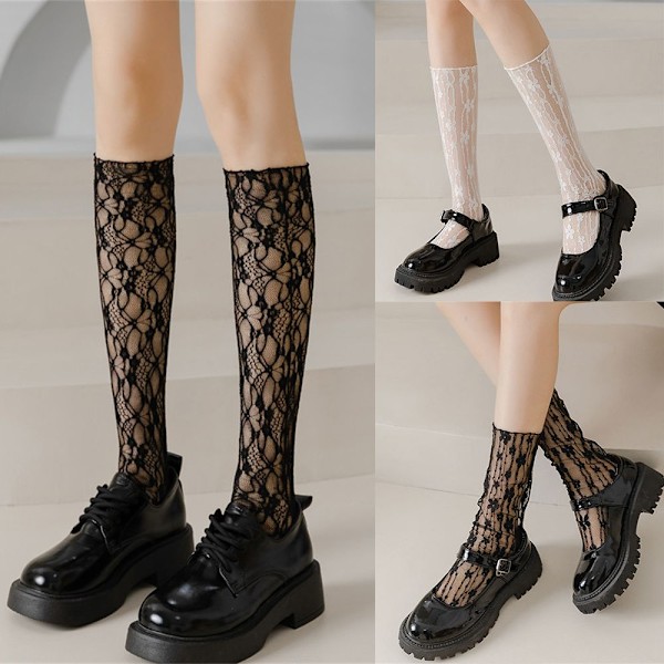 Spets Solid Sock Fishnet Strumpor MEDIUM TUBE BLACK - stock