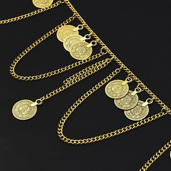 Metalliketju Vyö Kolikko Tupsu riipus Vyötärönauha GOLD B GOLD B - spot-myynti Gold B