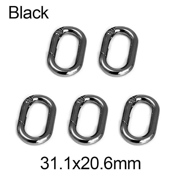 5 st fjäder ovala ringar Väska Bältesspännen SVART 31,1X20,6MM - spot försäljning Black 31.1x20.6mm