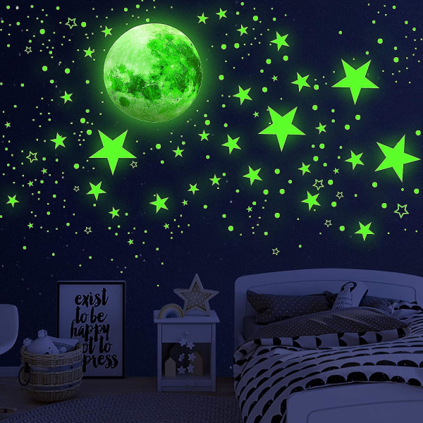 Glow In The Dark Stars and Moon Väggdekor Takväggdekor - stock