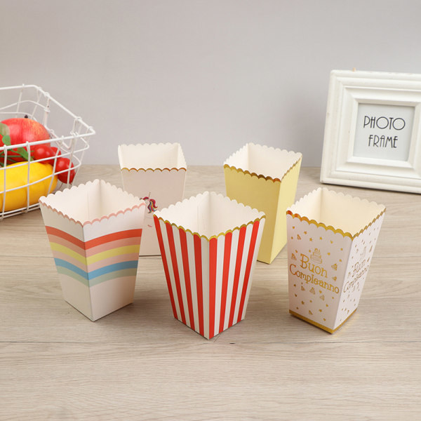 6:a Popcorn Lådor Hållare Behållare Kartonger Papperspåse Stripe N2 - on stock