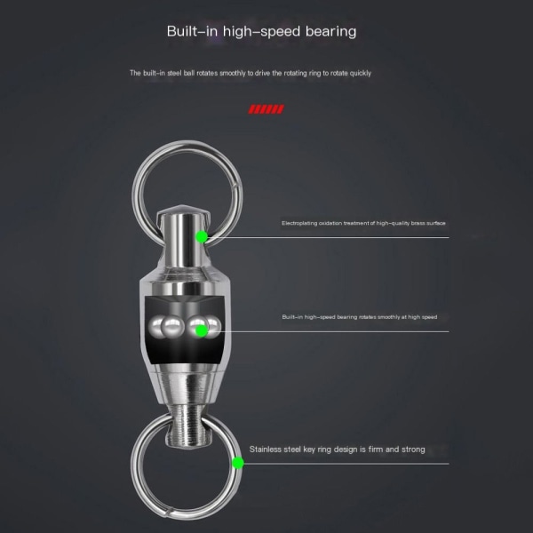 10 kpl Fishing Rolling Swivel Connector Heavy Duty Ball 1 - varastossa 1