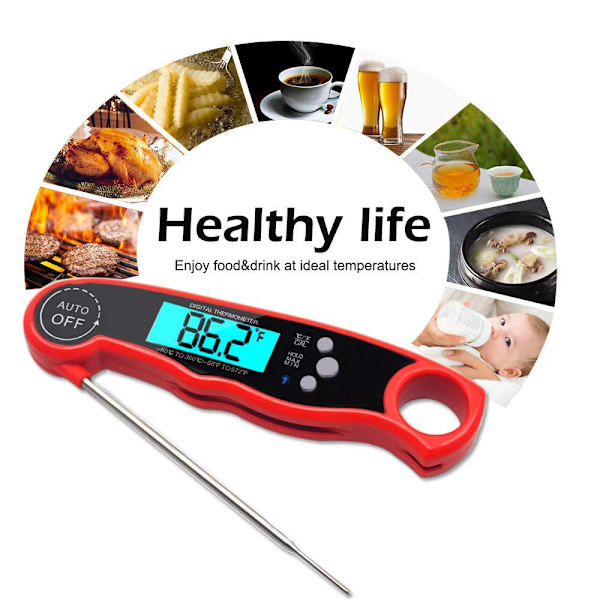 Kötttermometer Digital för grillning BBQ Matlagning - spot sales red