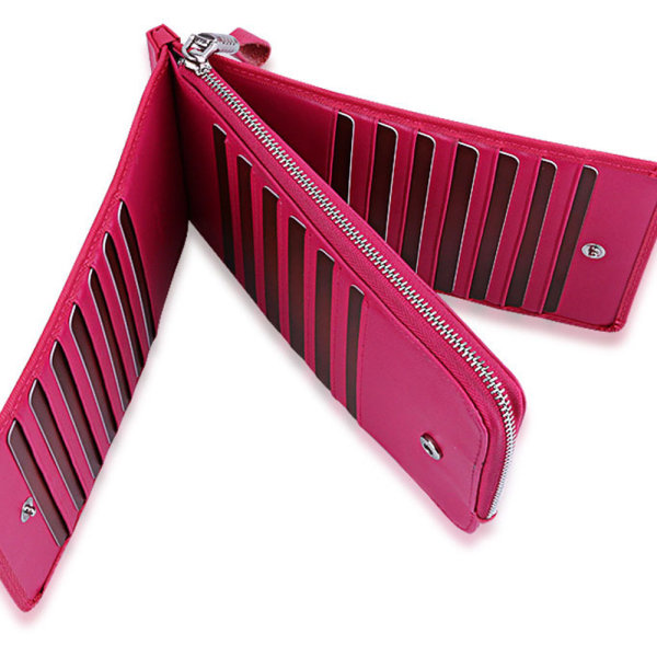 Kreditkortshållare i läder för kvinnor, integrerad multi - stock Red+Plum Red+Light Purple