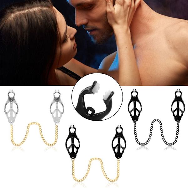Falska nippelringar med kroppskedjor SVART - high quality Black