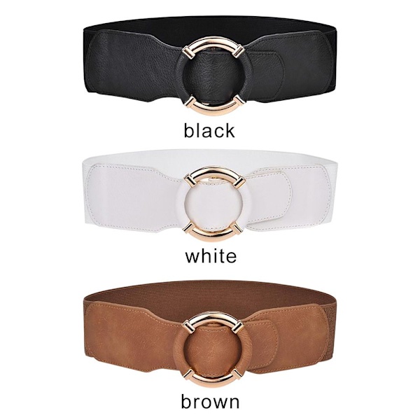 Dam stretch midjeband Elastiskt guld cirkel spänne BRUNT - on stock brown