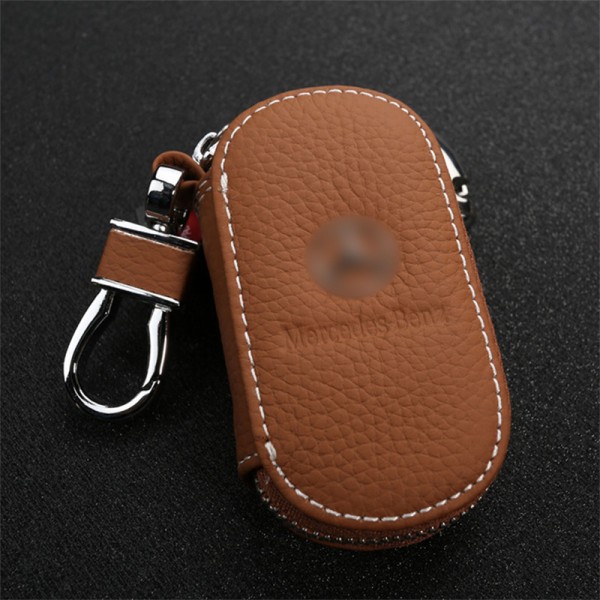 Auto Car Smart Key Case Fjärrväska Unisex nyckelkedjehållare Zip - spot sales Brown