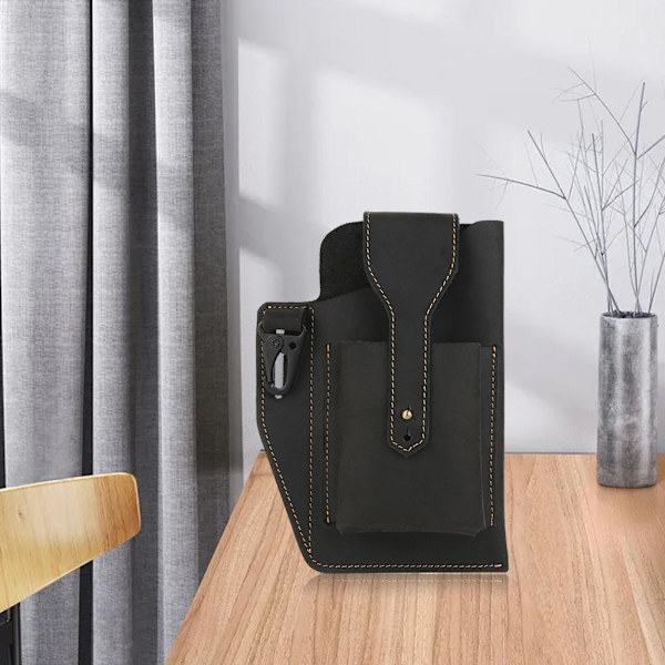 1/2/3 läder telefon hölster bältesväska Snygg midjeväska ficka - high quality Black 1 Pc