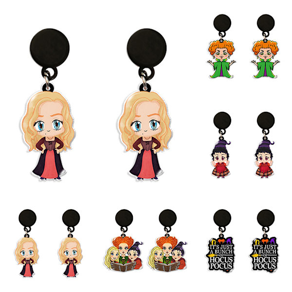 Hocus Pocus Witches Fabulous Drop Dingle Korvakorut Halloween - varastossa C