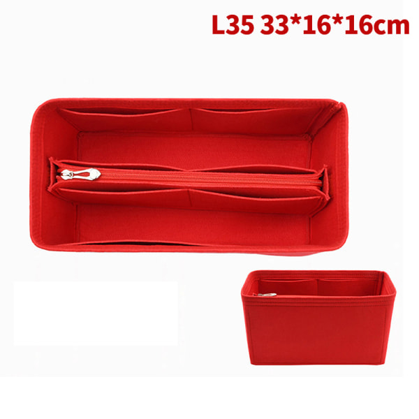 Väska Organizer Filtduk Insats 25 30 35 Makeup Handväska - on stock Red StyleC L