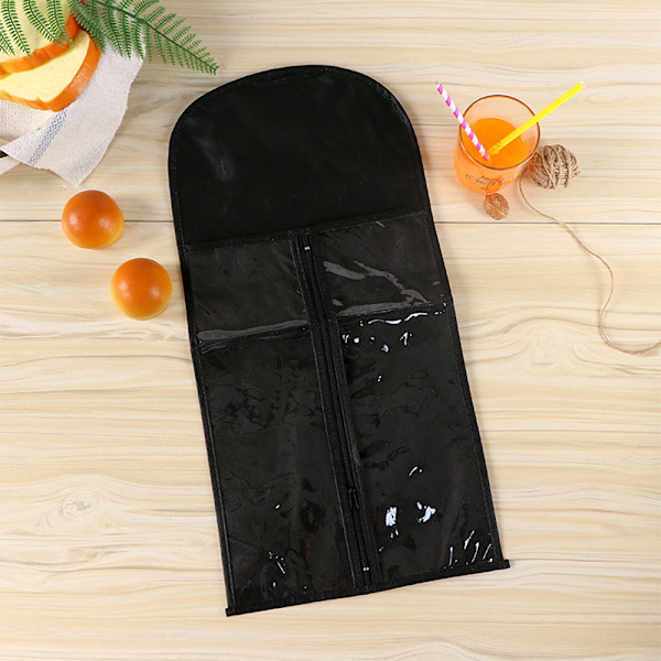 6st Peruk Hängande Förvaring Hårväska Hängare Dammtät väska - high quality Black 6pcs