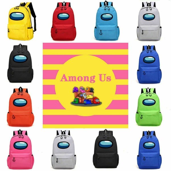 Among Us Game Ryggsäck Pojkar Flickor Skolväska SVART - stock black