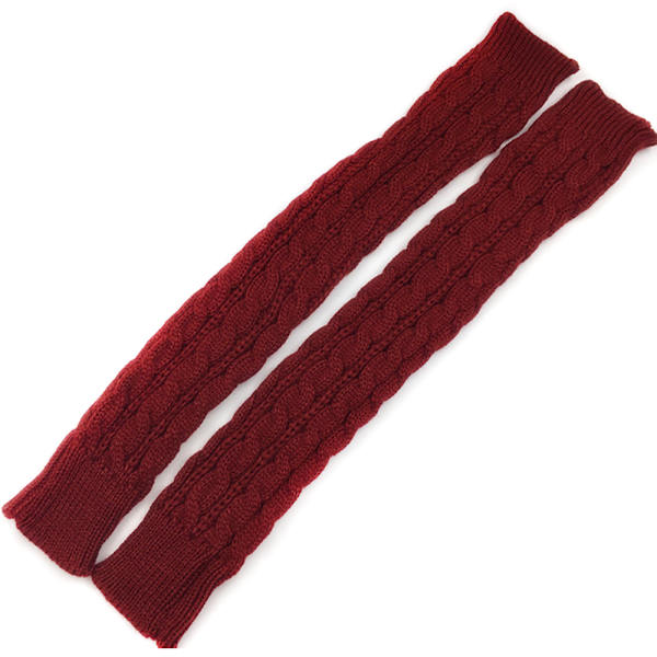 Män Kvinnor Sticka ärm Handskar Handleden Armvärmare Fingerless - on stock Wine Red