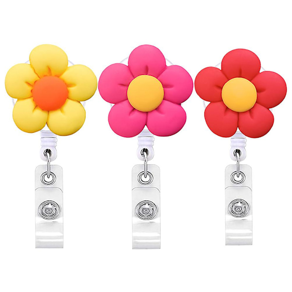 3 st Blomformade märkesklämmor Sjuksköterska Studentmärke Spännen Multifunktions ID-korthållare - spot försäljning Assorted Color 8.5x3.2x1cm