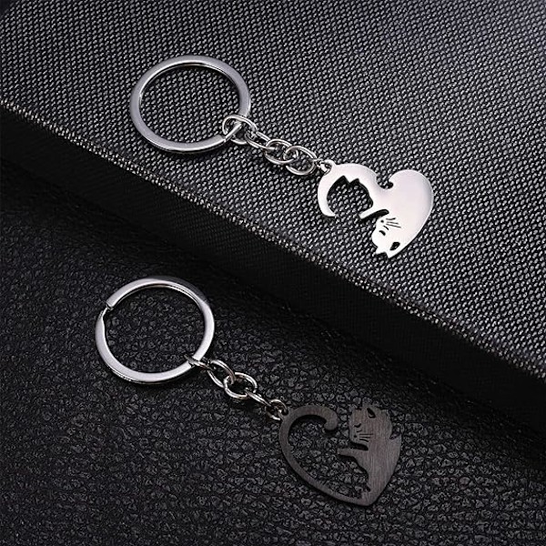 1st Pair Keychain, kissan sydämen muotoinen rakastaja-avaimenperä Anniversary - korkea laatu