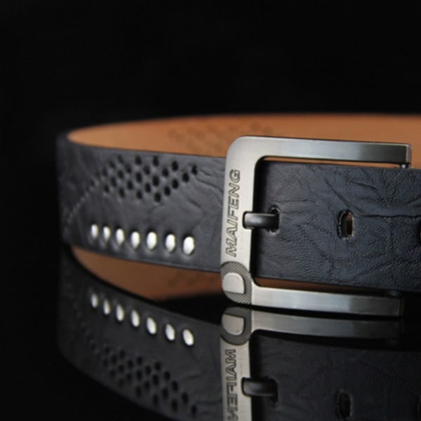 Äkta läder Bältesnål Spänne Midjeband - on stock black