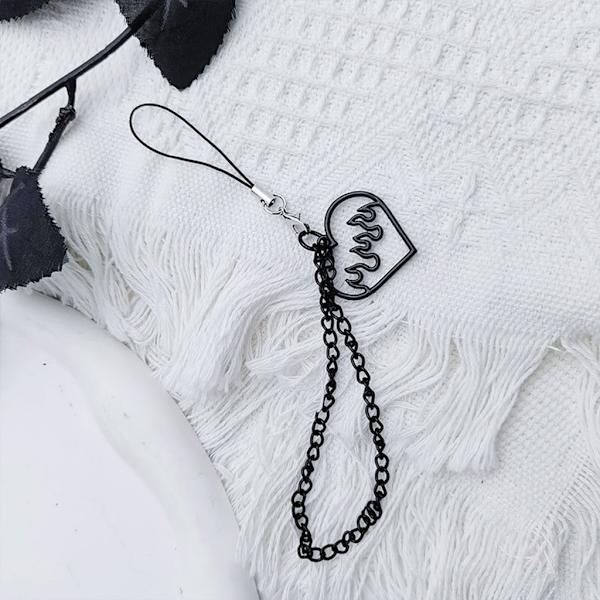 Goth Y2K telefon berlock hänge Kawaii-nyckelring för väska Söt tillbehör Kvinnor Gitarrband Lanyard pärlstav Nyckelring hänge - on stock null - Style 3
