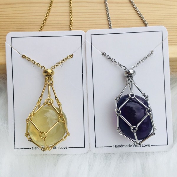 Crystal Holder Cage Kaulakoru Crystal Net Metal Kaulakoru GOLD - varastossa Gold White Crystal-White Crystal
