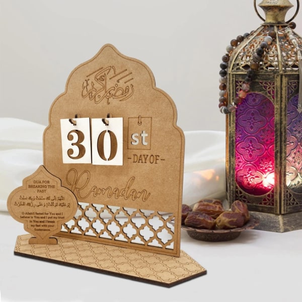 Ramadan Countdown Kalender Trä Eid Mubarak Ornament - stock