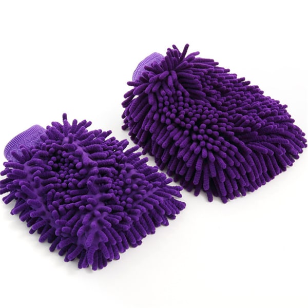 2xCar Cleaning Microfiber Wash Mitt Thick Ultra Noodle Glove - spot-myynti purple