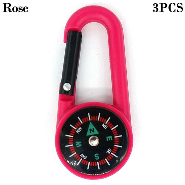 3 kpl Outdoor koukkukompassi Mini metallinen kompassi ROSE - varastossa Rose