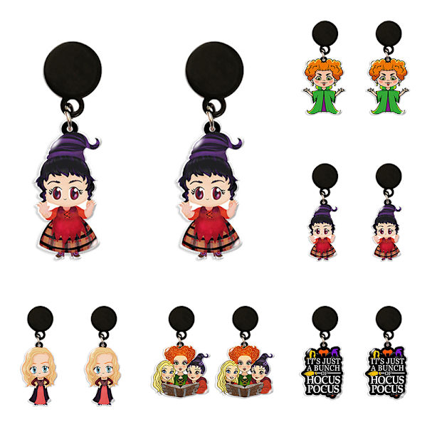 Hocus Pocus Witches Fabulous Drop Dingle Korvakorut Halloween - varastossa E