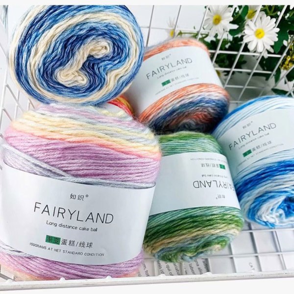 Rainbow Woolen Yarn Cake Garn - on stock 1156