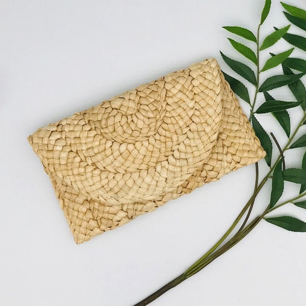 Corn Fur Woven Bag Square Clutch Bags GUL - stock yellow