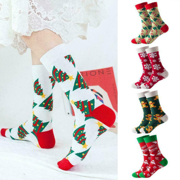 Jul Midi Strumpor Herr Damer Barn Träd Snöflinga Xmas Present - stock E
