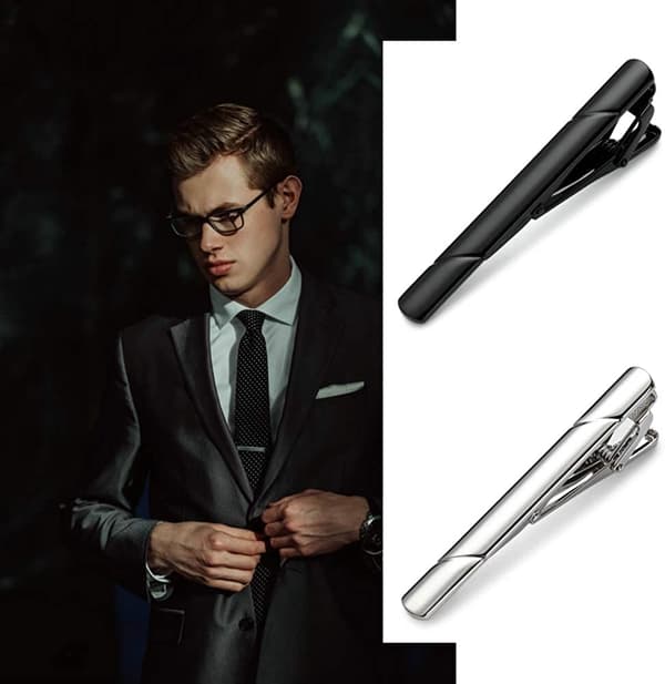 Slipsklämmor för män, Svart Guld Blå Grå Silver Tie Bar Set - varastossa
