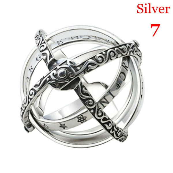 Astronomisk kulring Fingerringar Roterande Clamshell SILVER 7 - spot sales silver 7