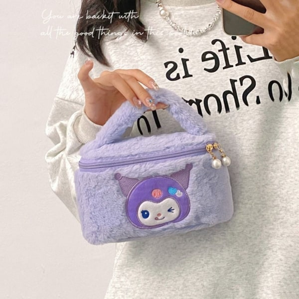 Kawaii plysch tecknad liten fyrkantig väska Kuromi kosmetisk väska - stock