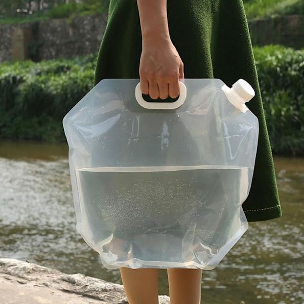 Utomhus Bärbar vattenpåse i plast med hopfällbar behållare - on stock White 10L With faucet