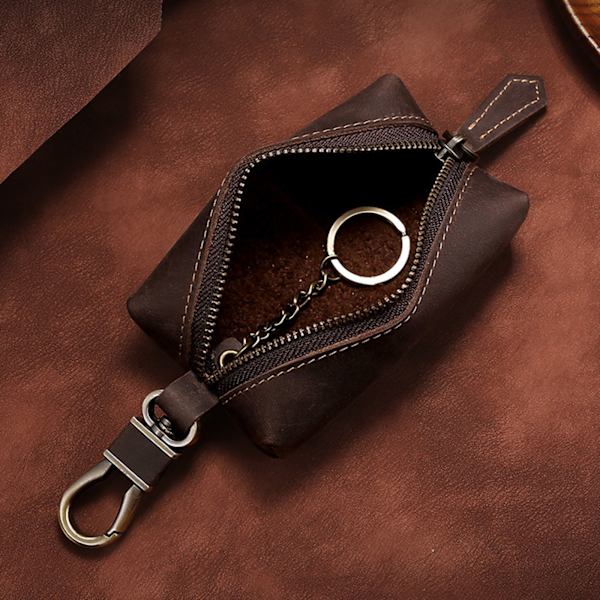 Miesten nahkalompakko Vetoketjutasku Luottokorttikotelo Lady Key Ring Mini Lompakko - spot-myynti