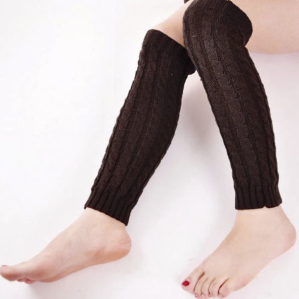 Kvinna Sticka över Knä Lår Hög Sock Boot Manschett - spot försäljning Brown