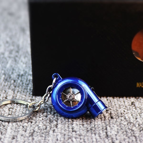 Elektrisk Mini Turbo Nyckelring Spinning Turbin Key - on stock Blue one size
